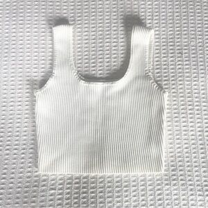 Altar’d State White Ribbed Tank Top medium